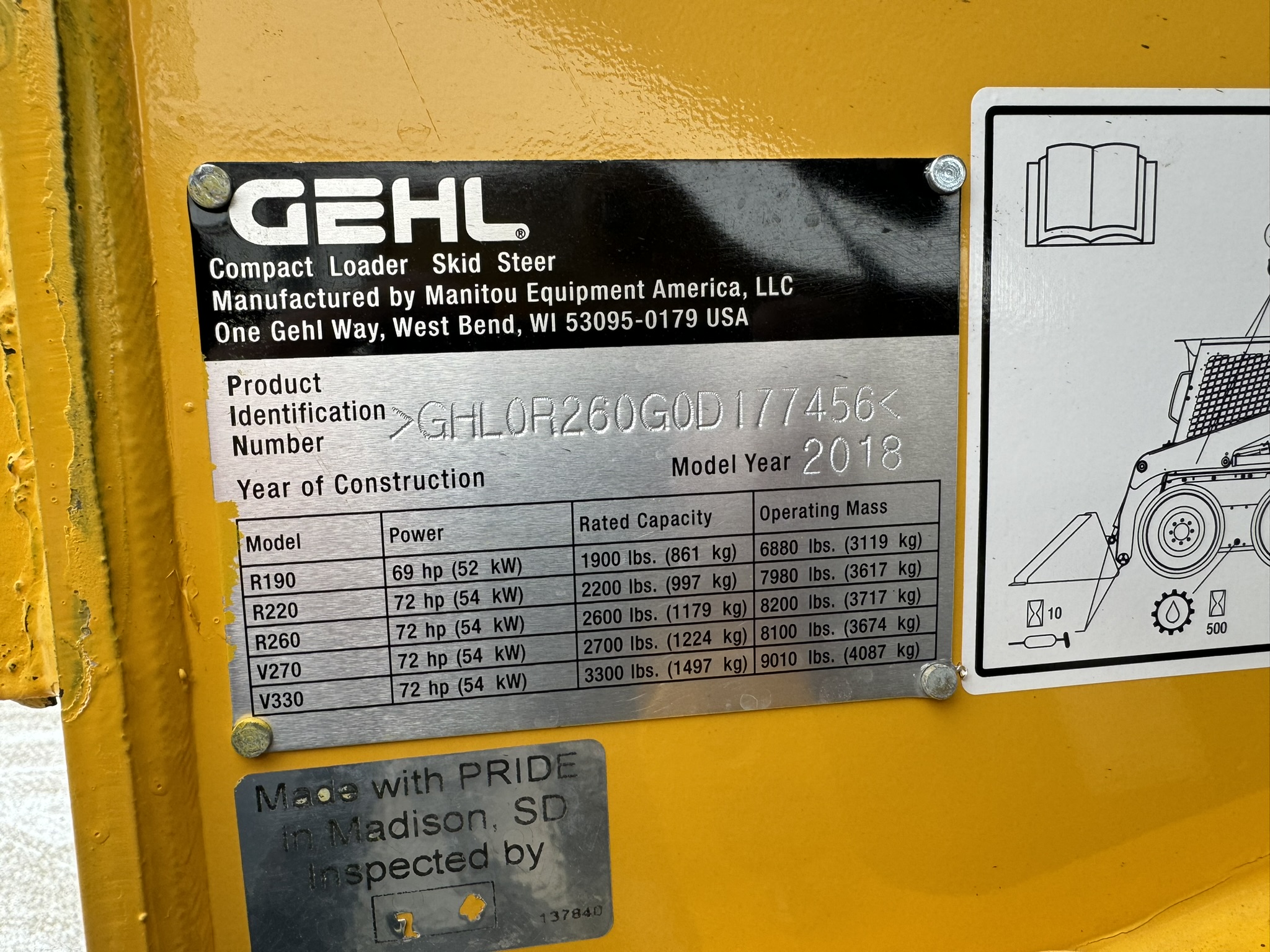 2018 Gehl R260 Skid Steer Loader