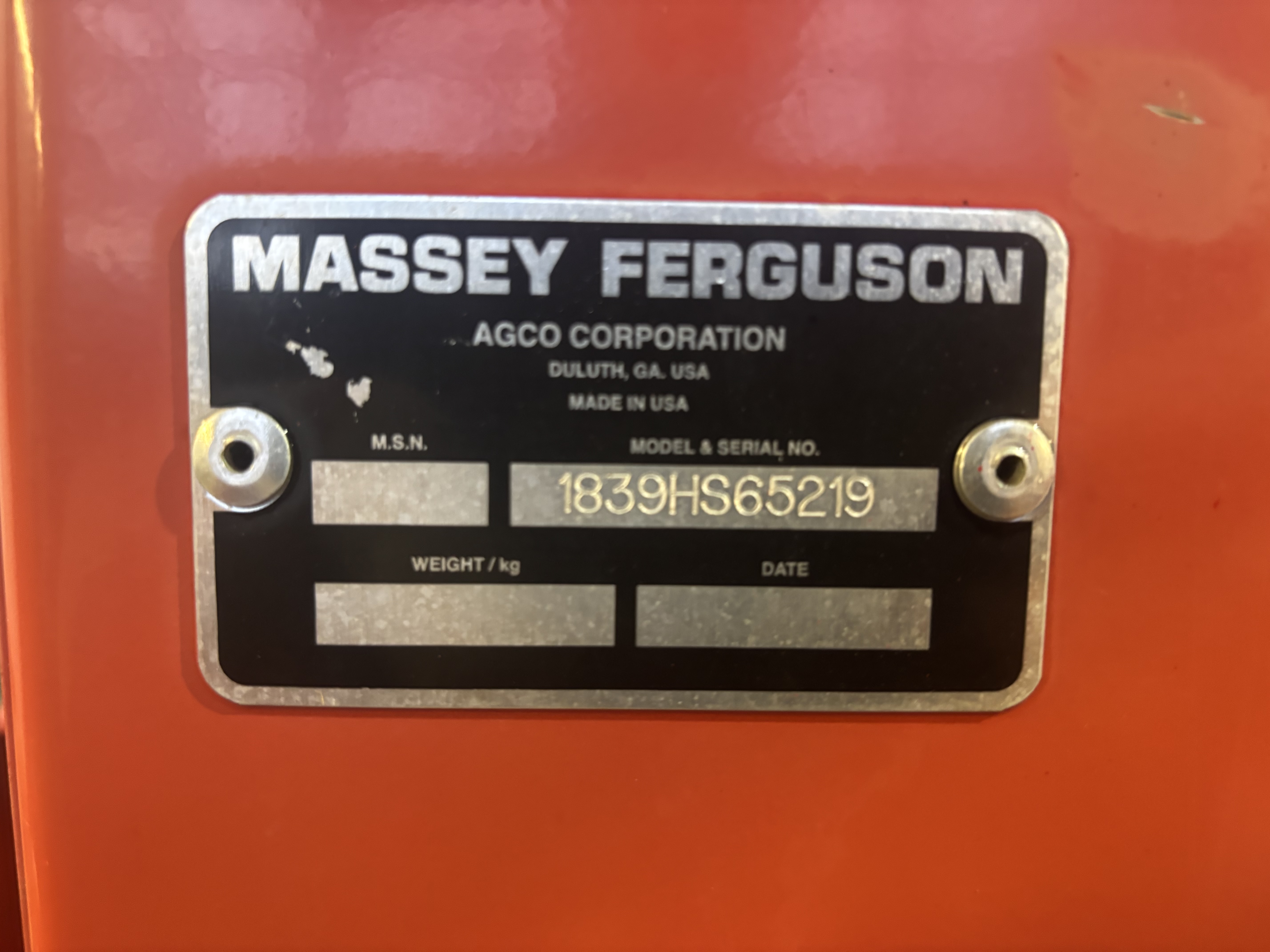 2007 Massey Ferguson 1839 Baler/Square