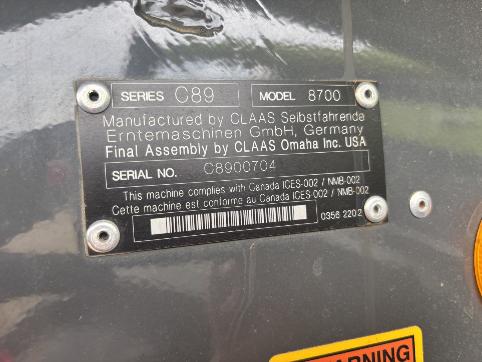 2021 CLAAS 8700TT Combine