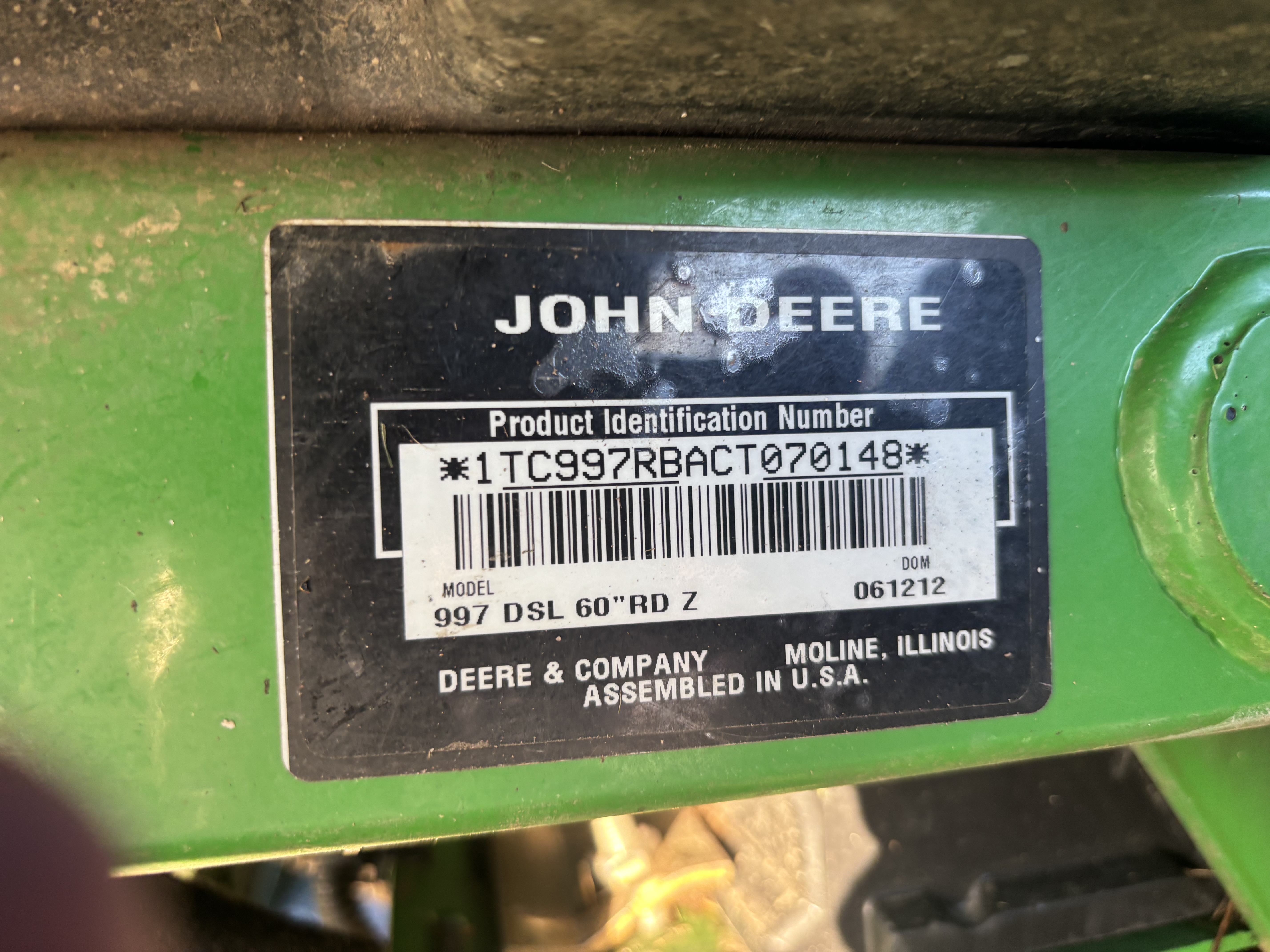 2012 John Deere 997 Mower/Zero Turn