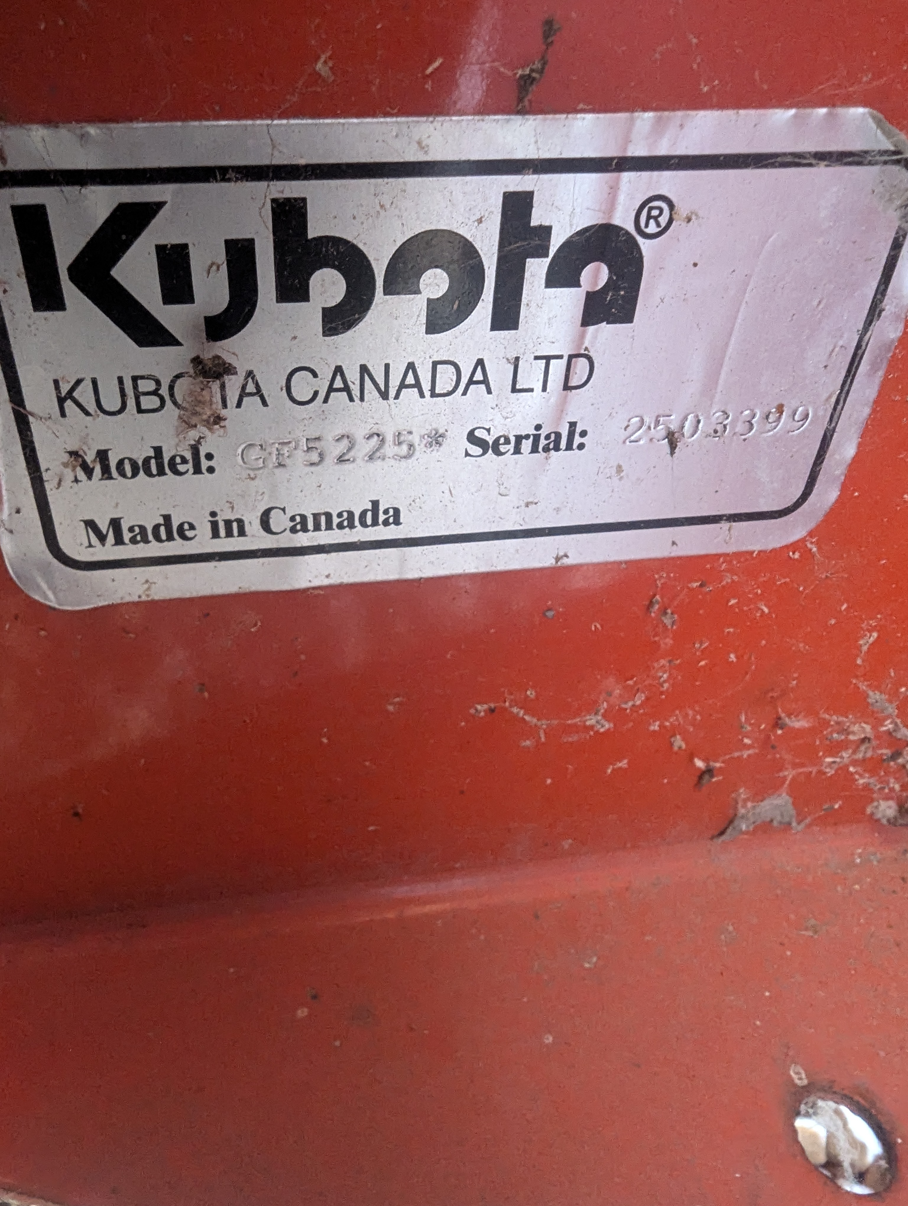 Kubota GF1800 Mower/Front Deck