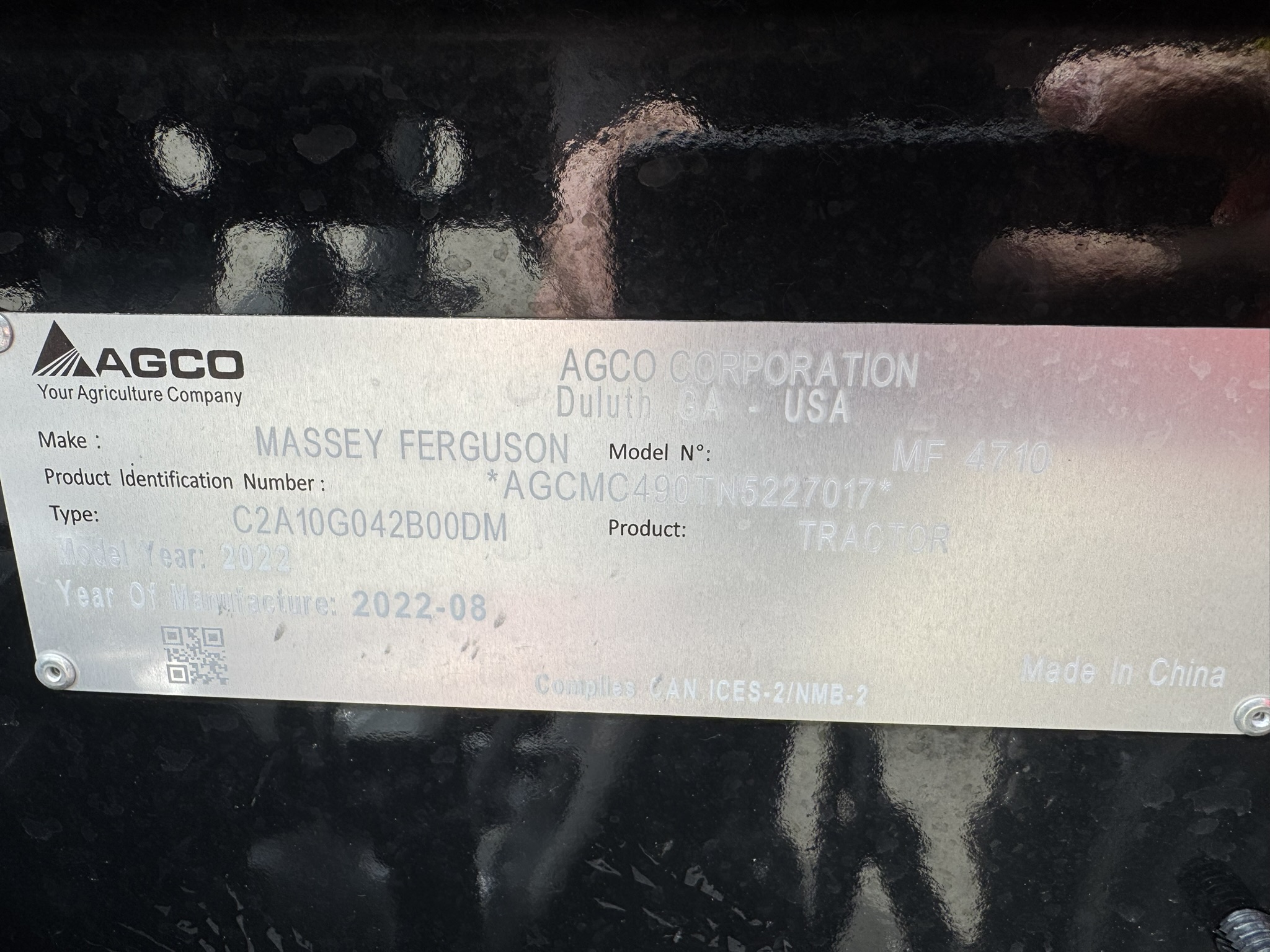 2022 Massey Ferguson 4710 Tractor