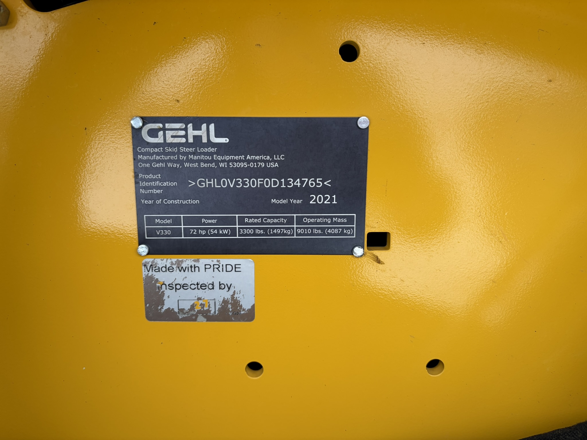 2021 Gehl V330 Skid Steer Loader