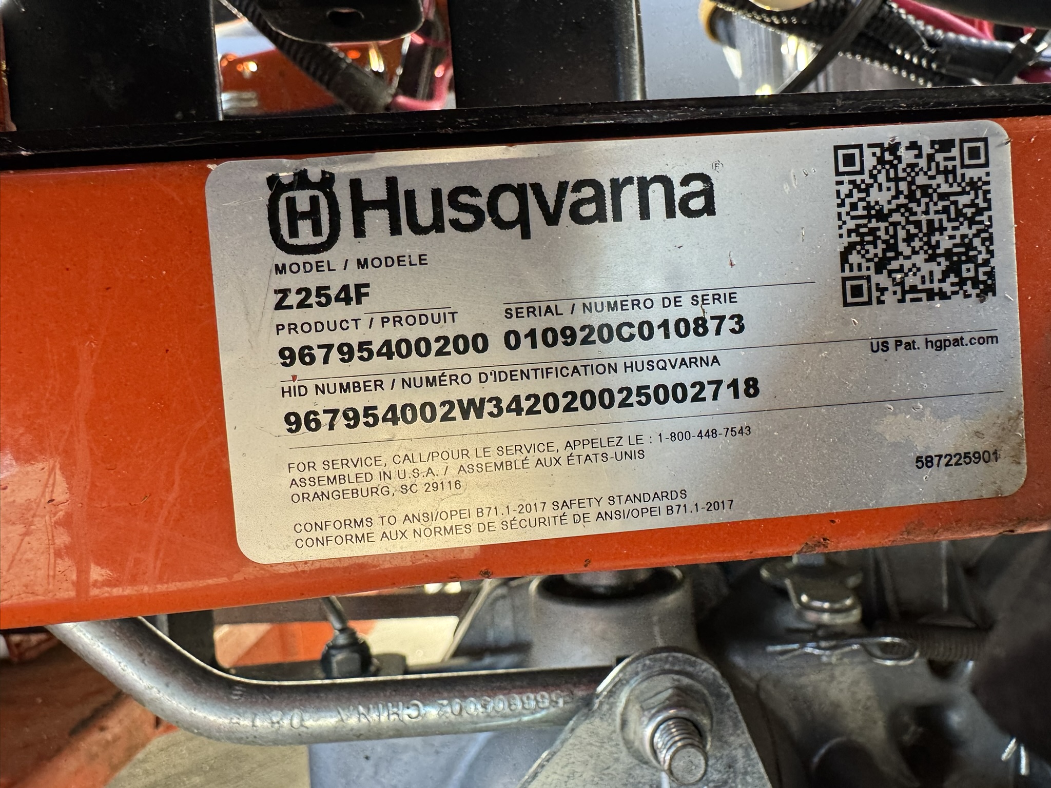 2020 Husqvarna Z254F Mower/Zero Turn