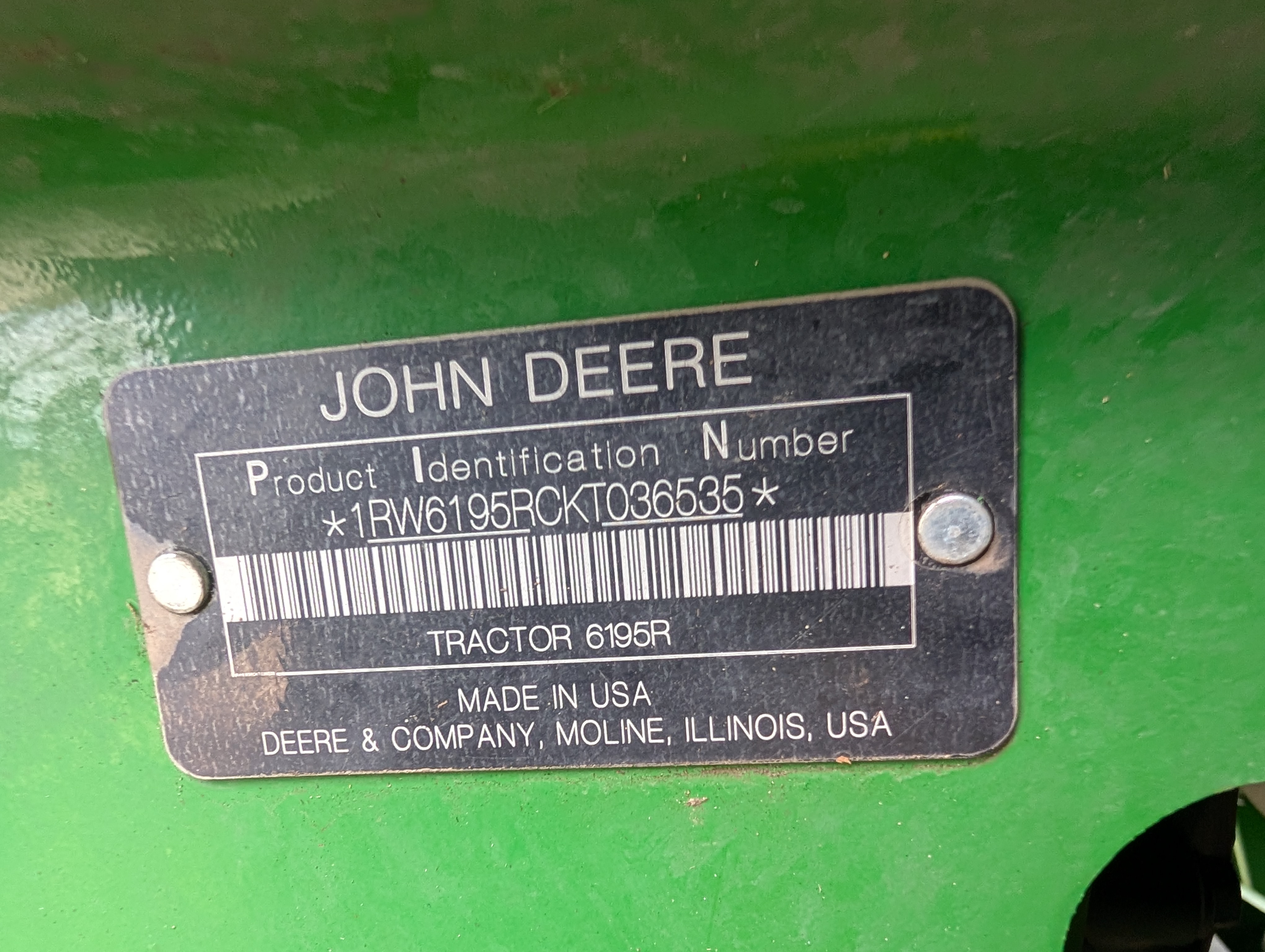 2019 John Deere 6195R Tractor