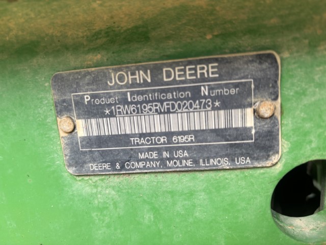 2015 John Deere 6195R Tractor