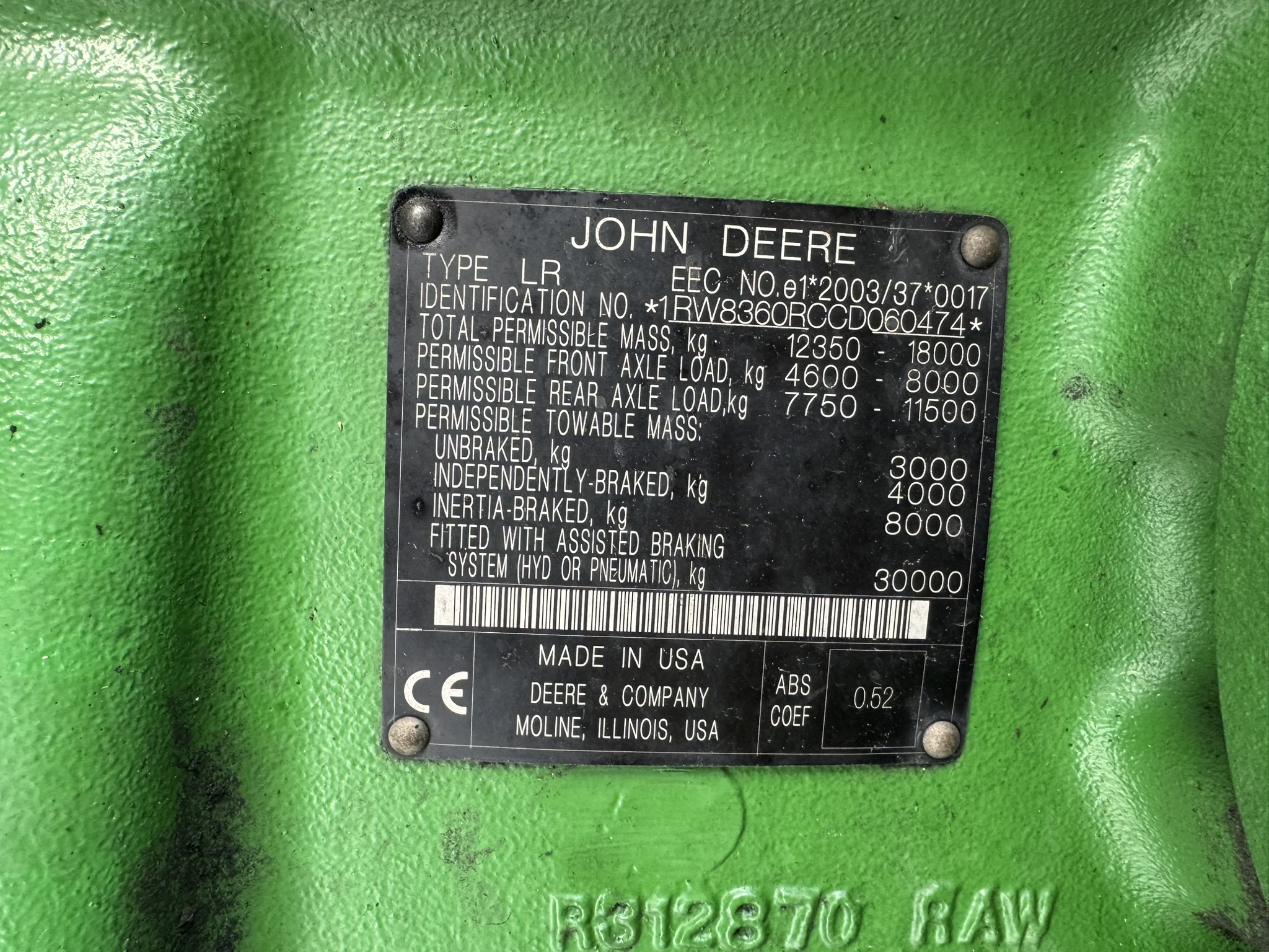 2012 John Deere 8360R Tractor