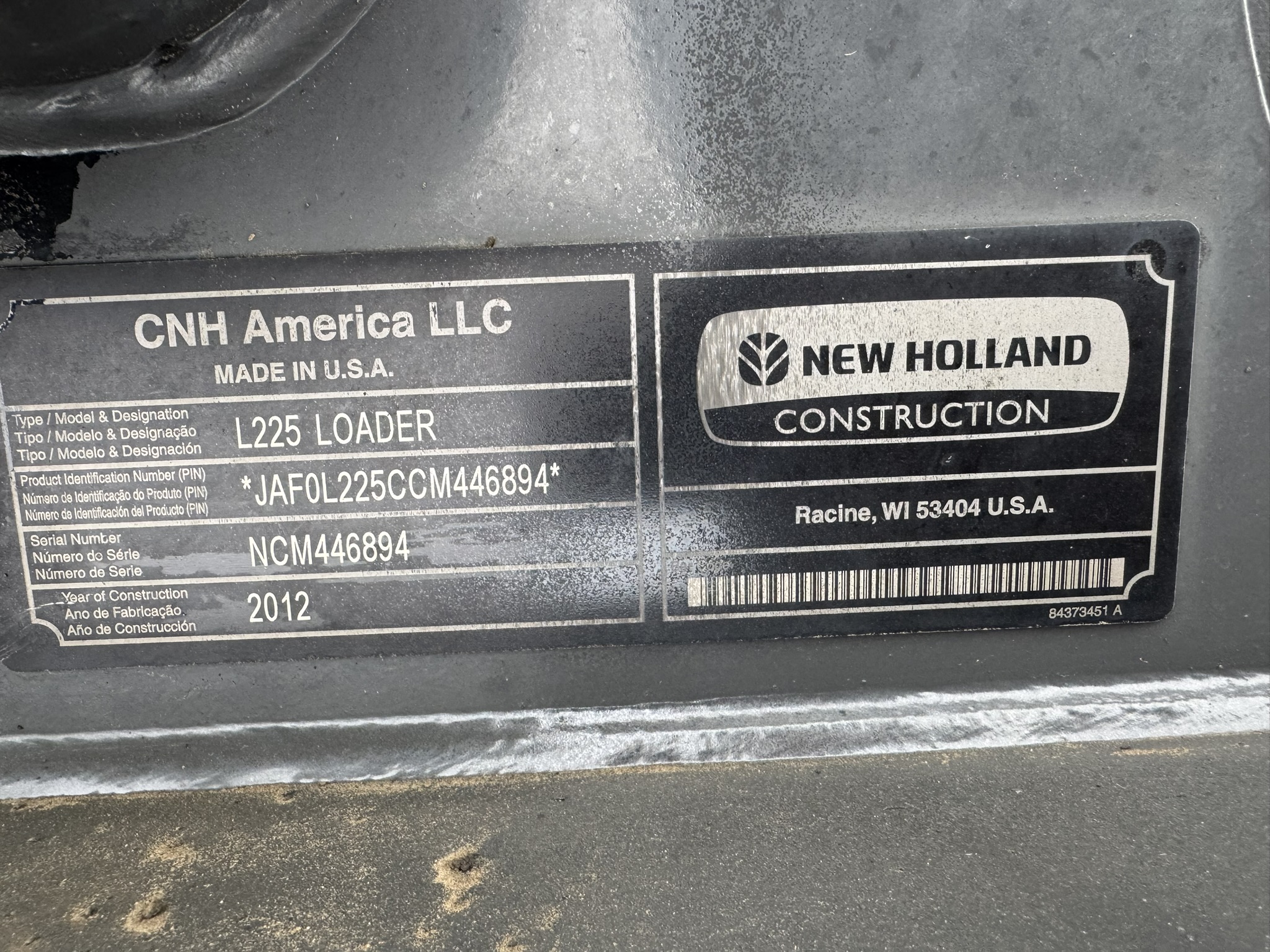 2012 New Holland L225 Skid Steer Loader
