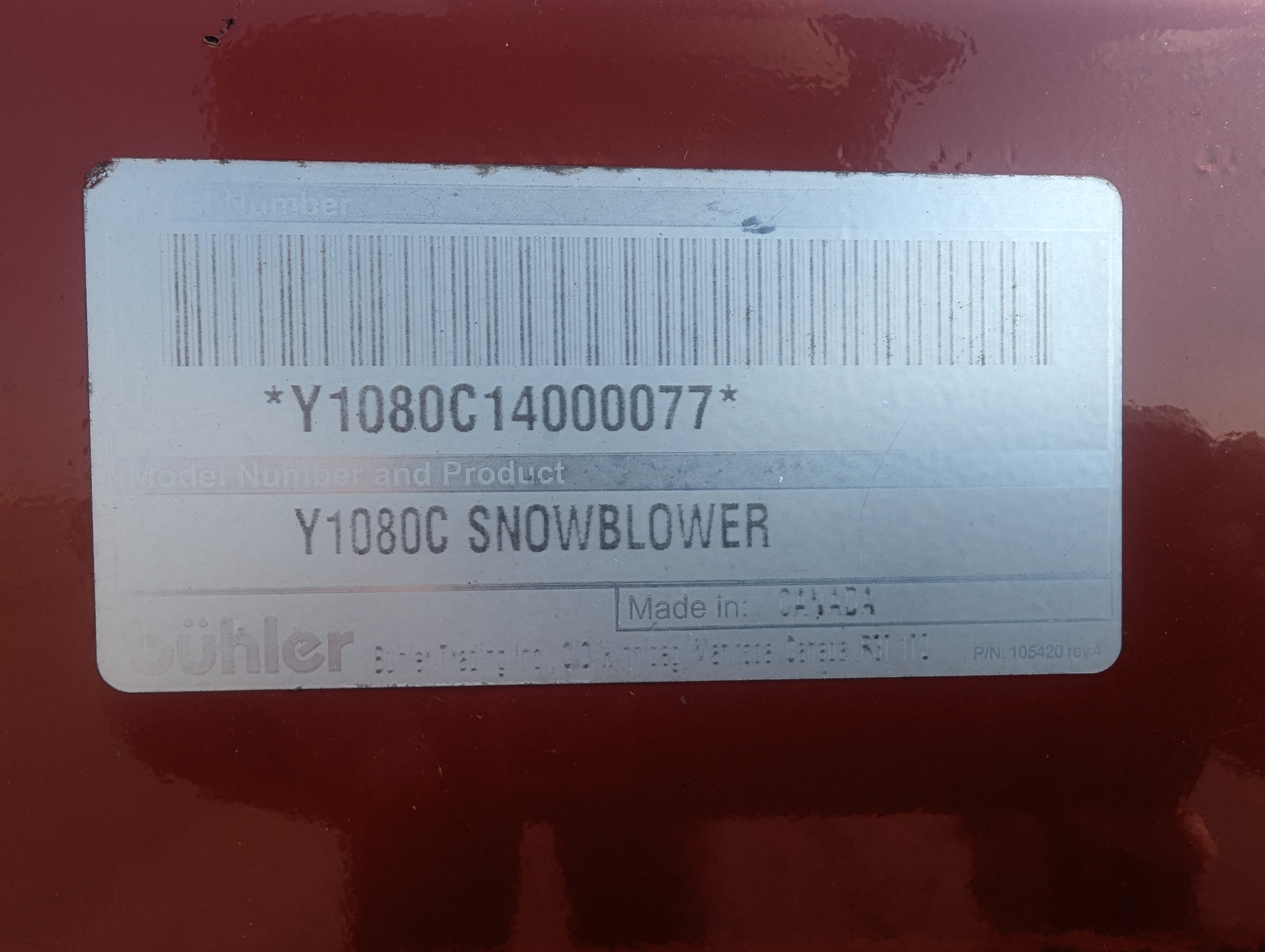 2014 Farm King Y1080C Snow Blower