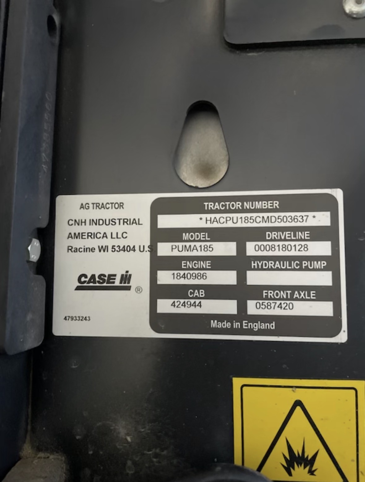 2021 Case IH Puma 185 Tractor