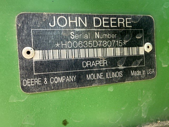 2010 John Deere 635D Header Combine