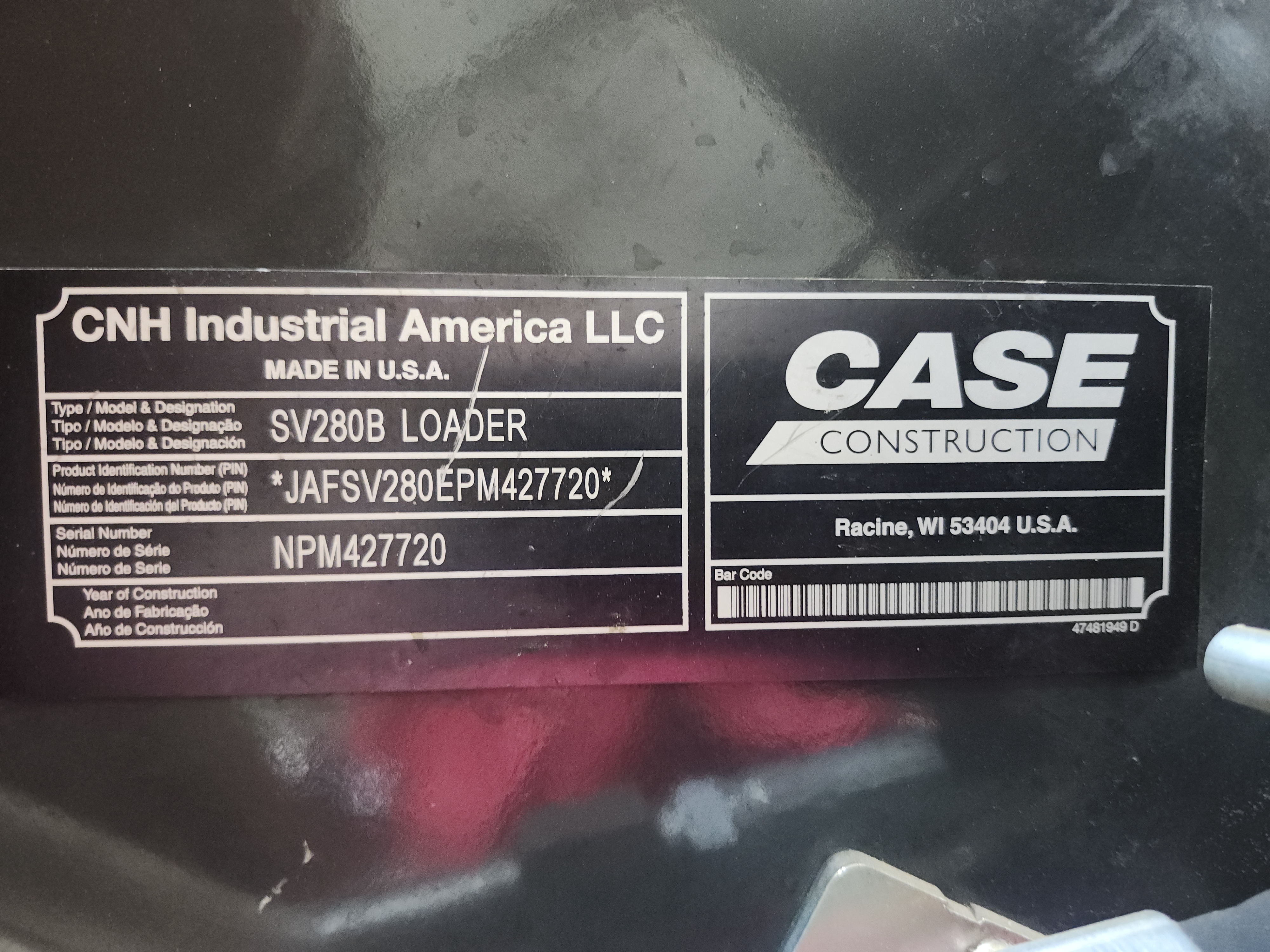 2018 Case SV280B Skid Steer Loader