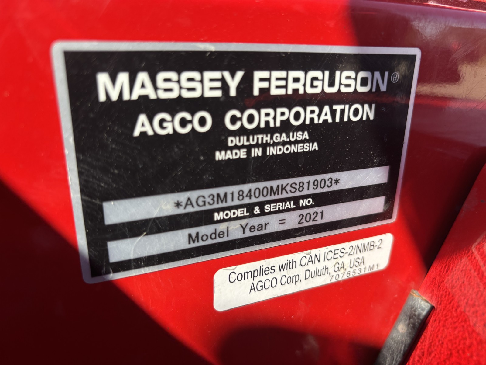 2021 Massey Ferguson 1840E Tractor