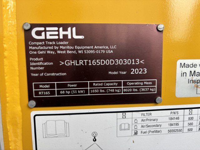 2023 Gehl RT165 Skid Steer Loader