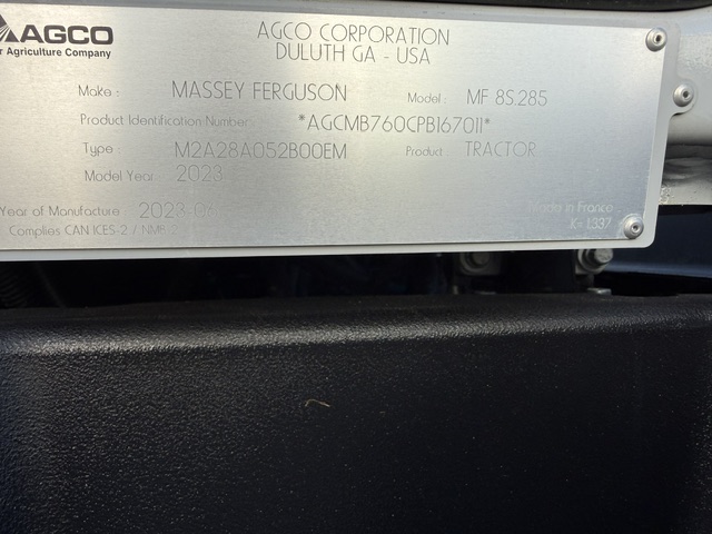 2023 Massey Ferguson 8S.285 Deluxe Tractor