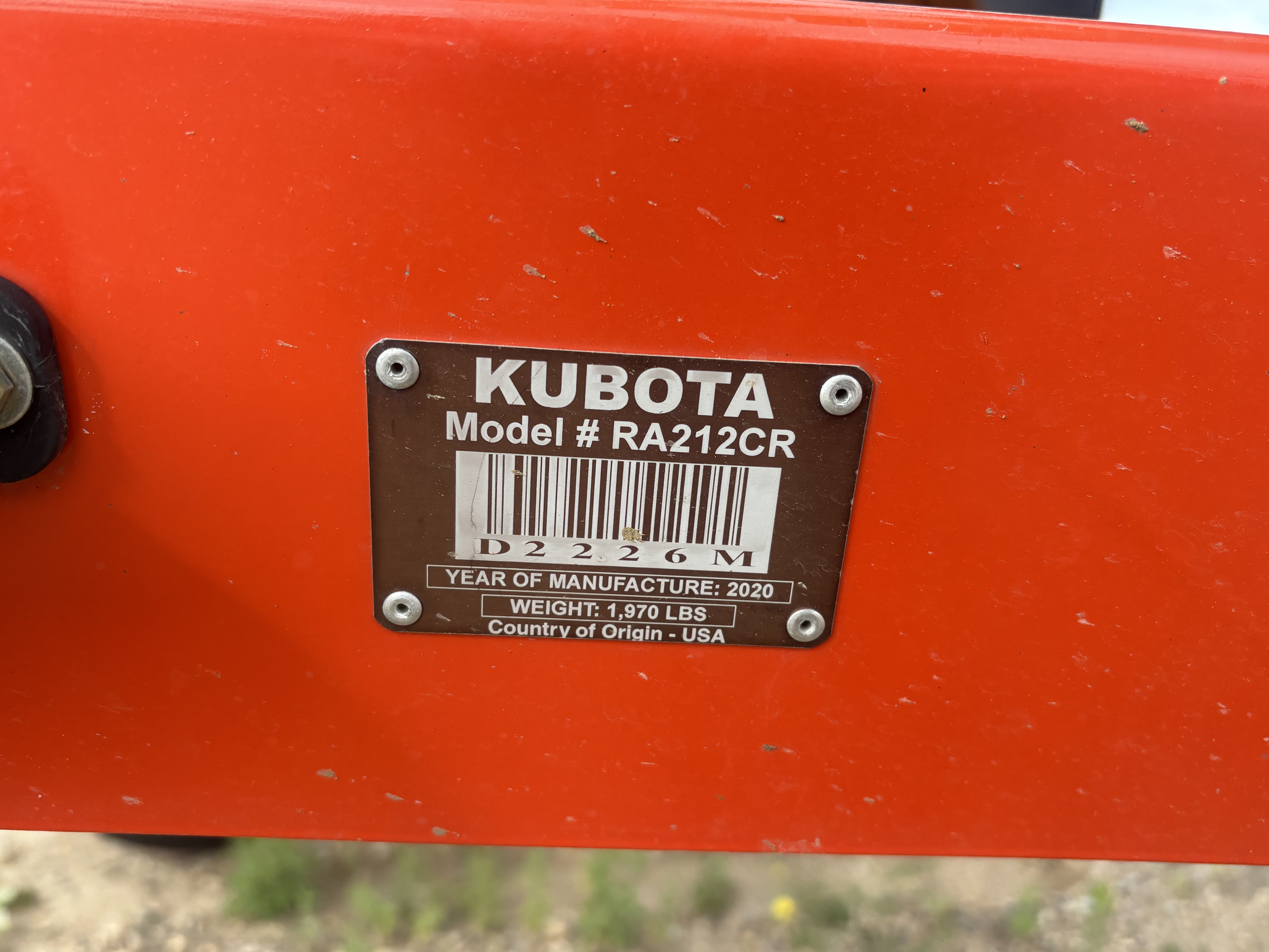 2020 Kubota RA212 Rake