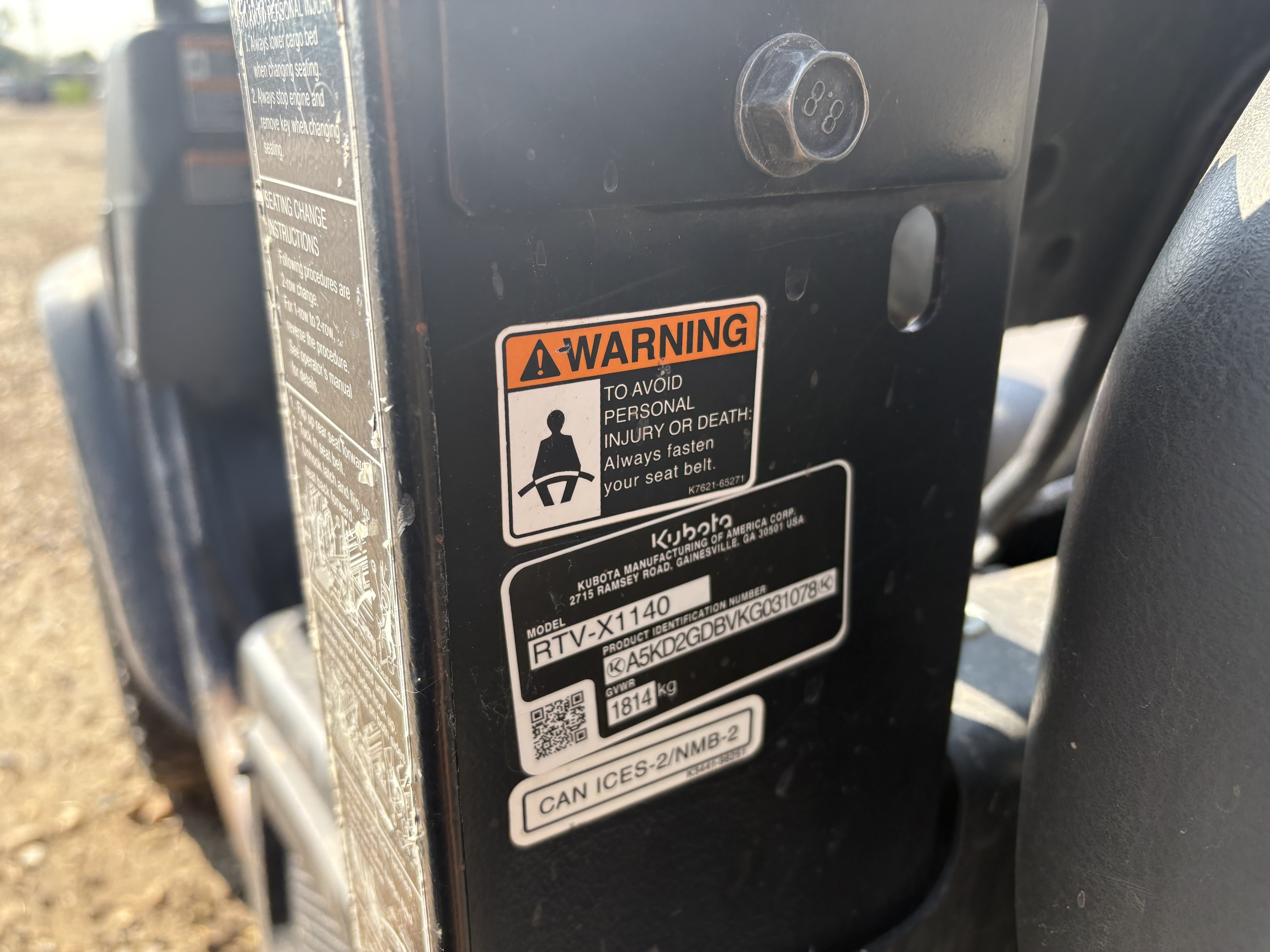 2019 Kubota RTV-X1140 Utility Vehicle