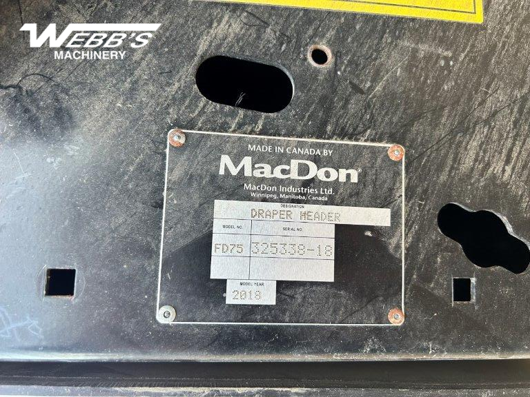 2018 MacDon FD75-40 Header Combine