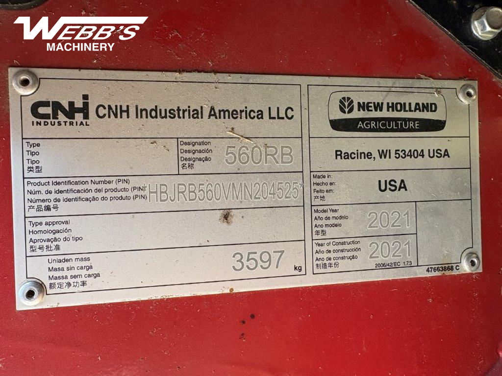 2021 New Holland Rollbelt 560 Baler/Round