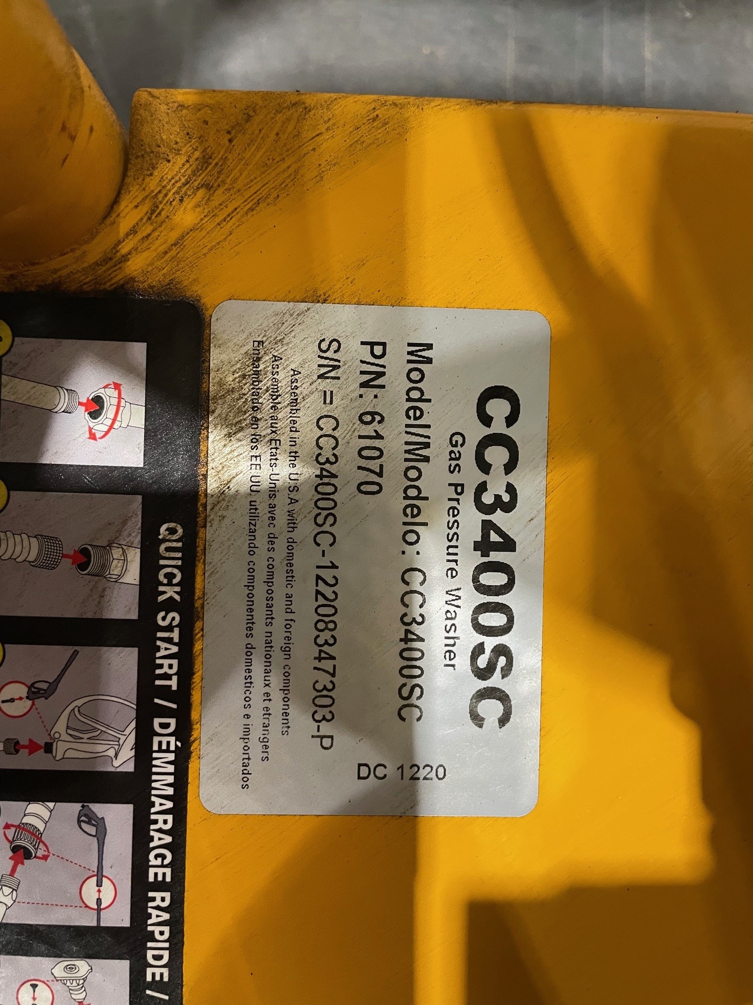 2021 Cub Cadet CC3400SC Pressure Washer