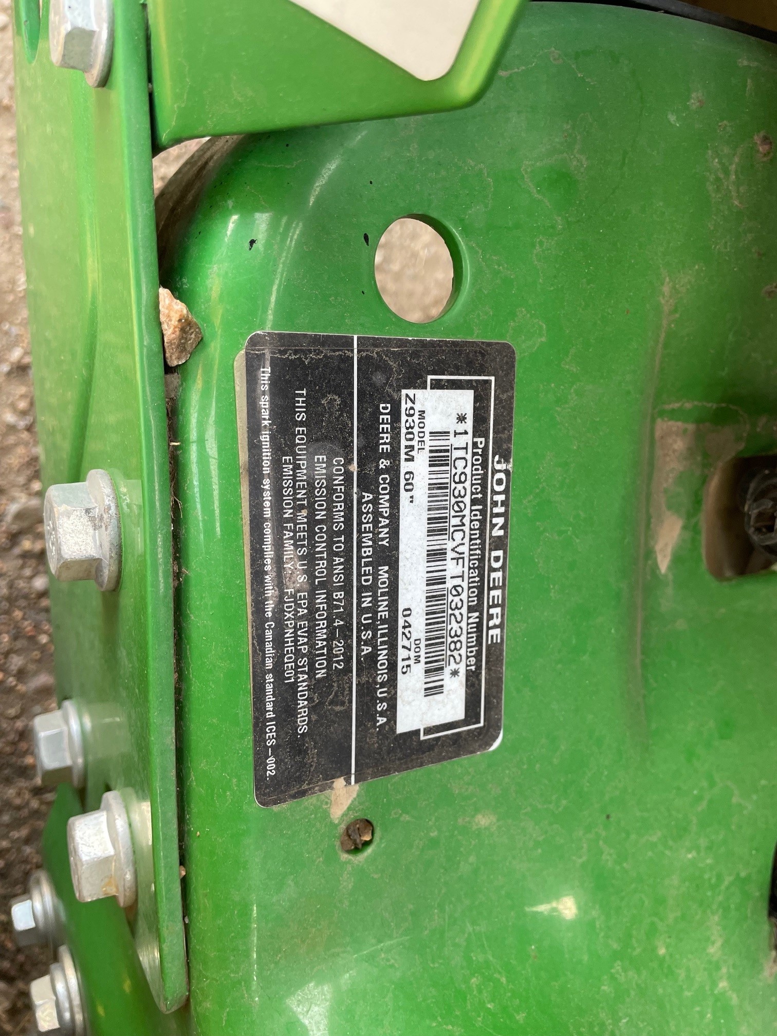 2015 John Deere Z930M Mower/Zero Turn