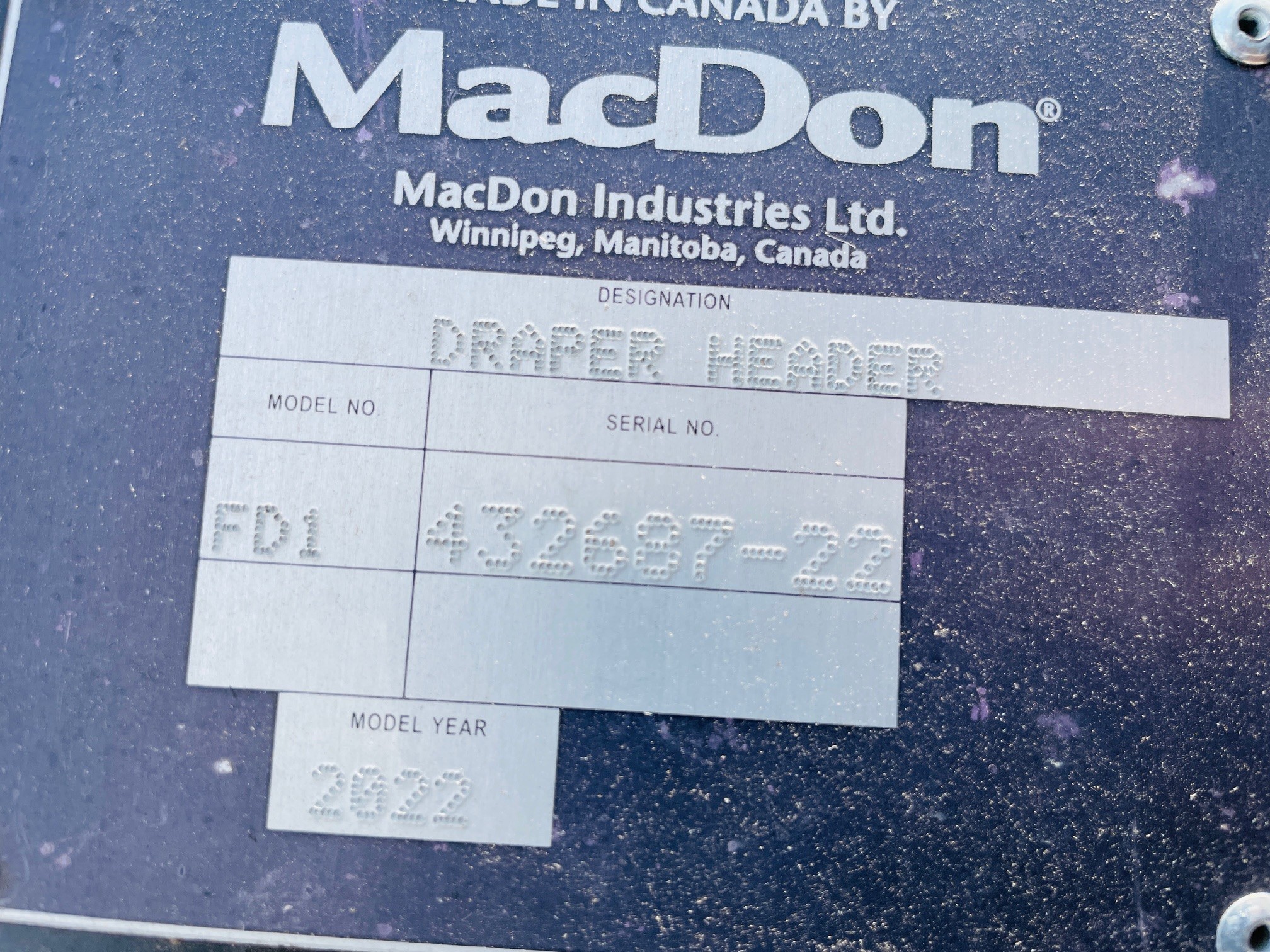 2022 MacDon FD135 Header Draper