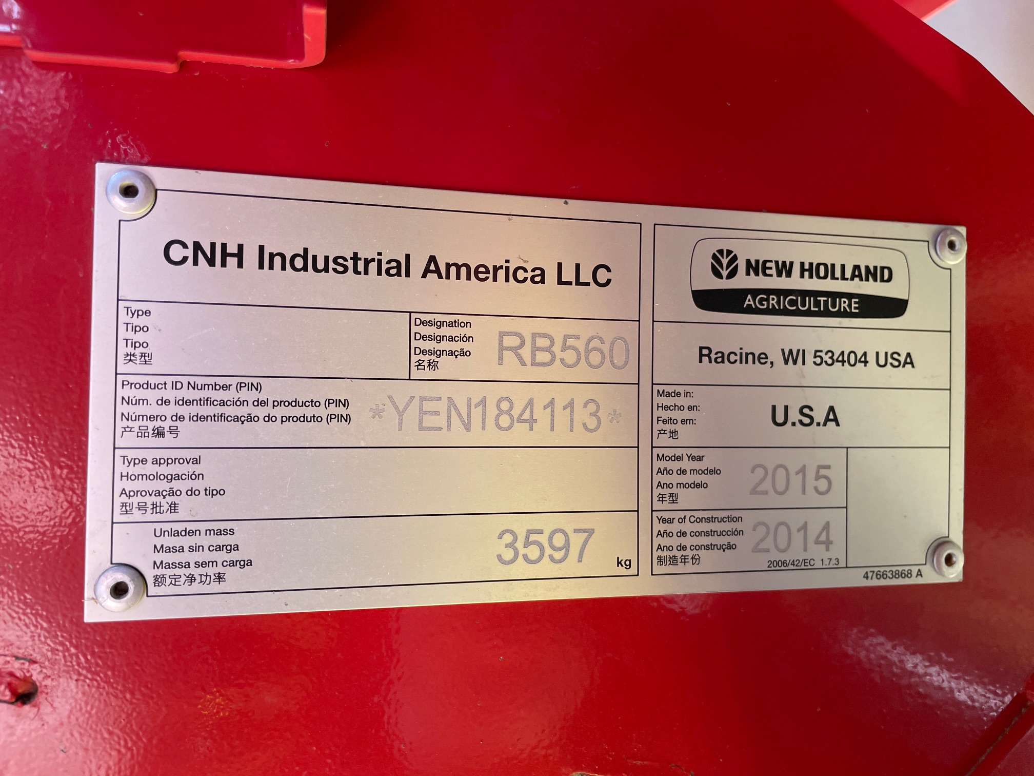 2015 New Holland RB560 Baler/Round