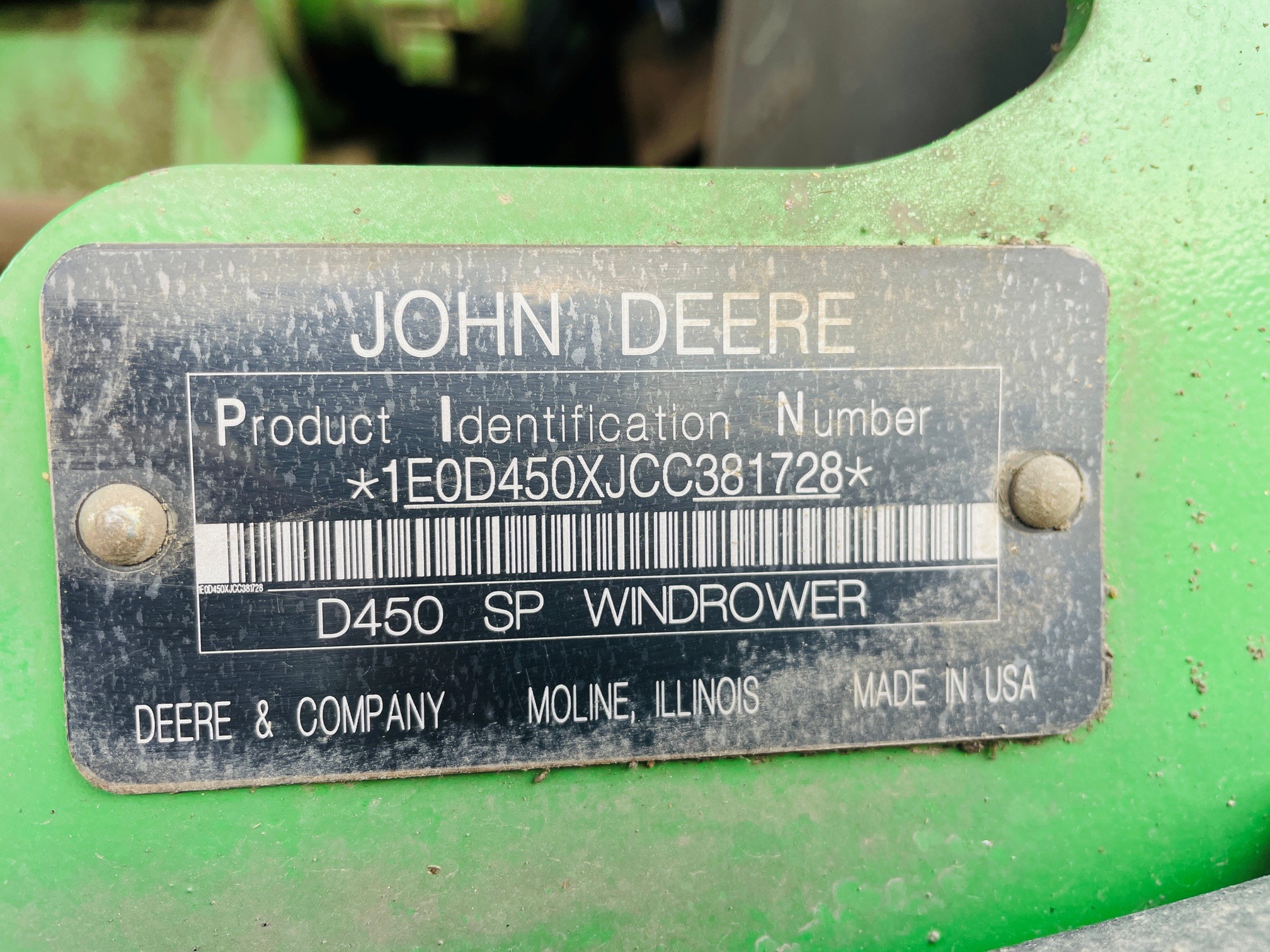 2012 John Deere D450 Swather