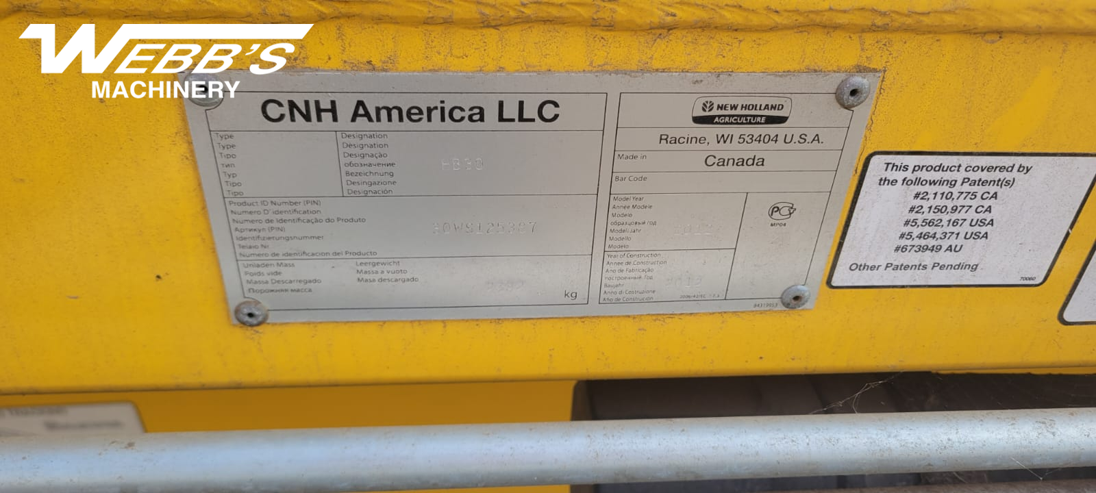 2012 New Holland HB30 Windrower Header