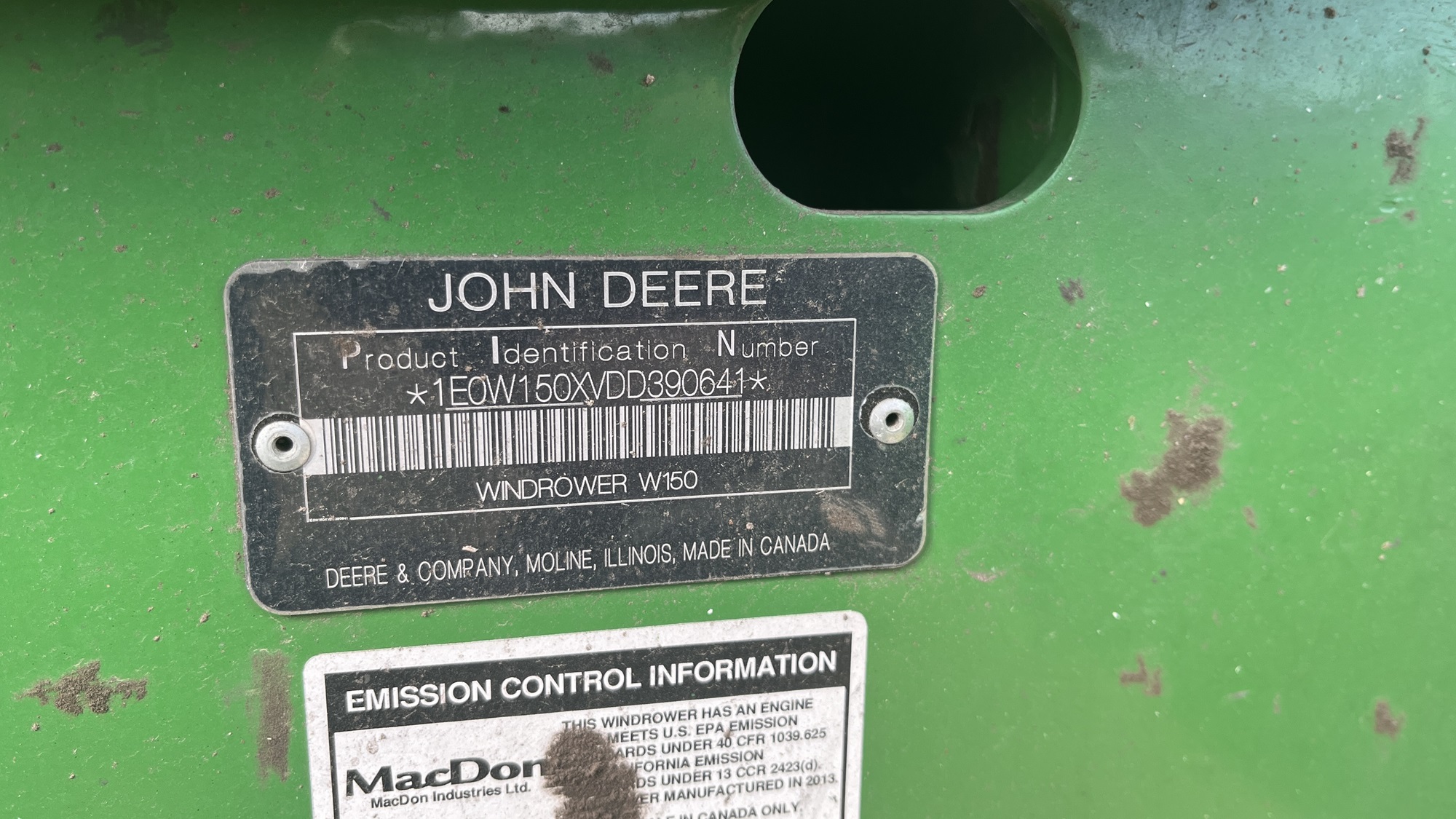 2013 John Deere W150 Swather