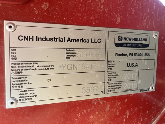 2017 New Holland Rollbelt 560 Baler/Round