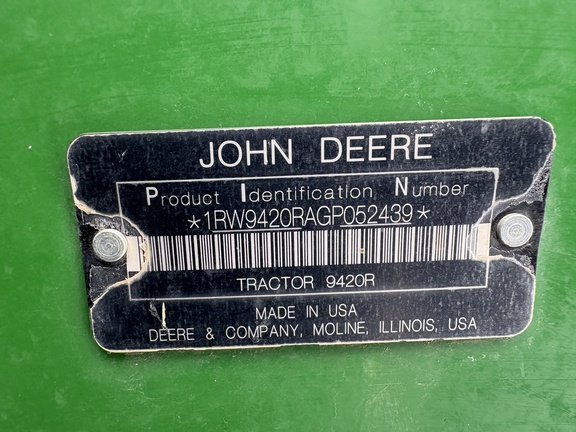 2016 John Deere 9420R Tractor 4WD