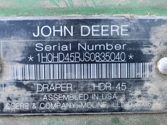 2025 John Deere HDR 45 Header Combine