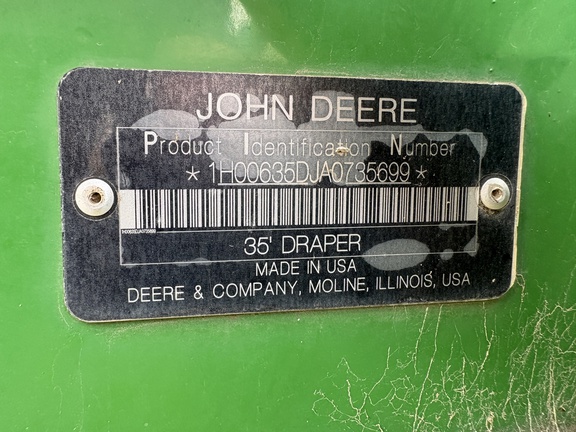 2010 John Deere 635D Header Combine