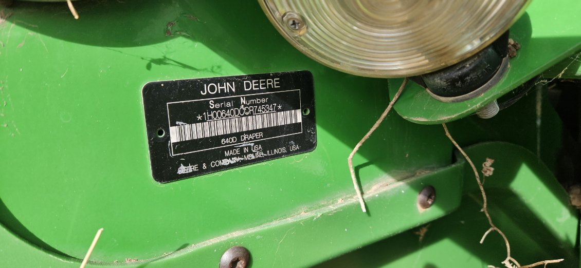 2012 John Deere 640D Header Combine