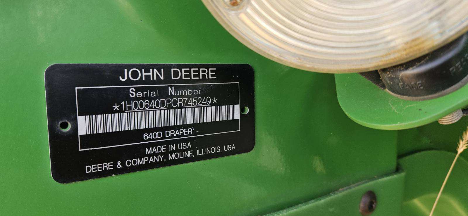 2012 John Deere 640D Header Combine