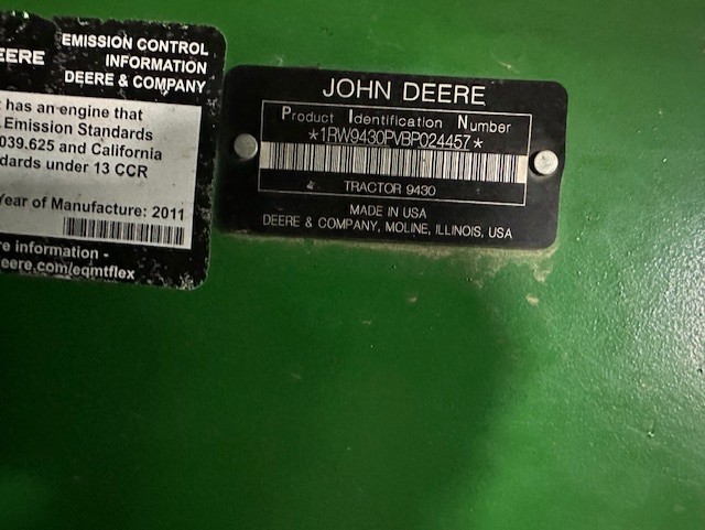 2011 John Deere 9430 Tractor