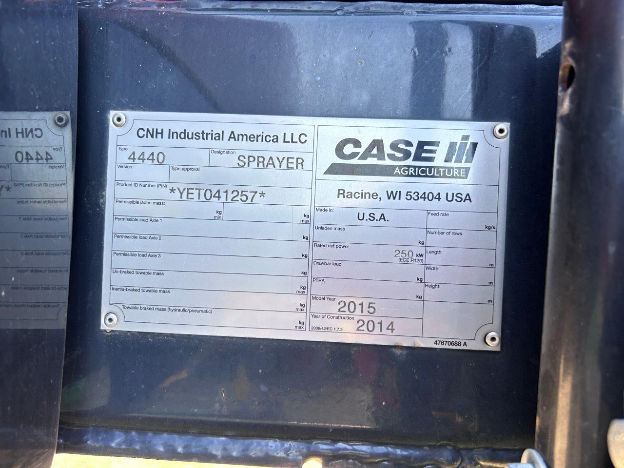 2015 Case IH Patriot 4440 Sprayer/High Clearance