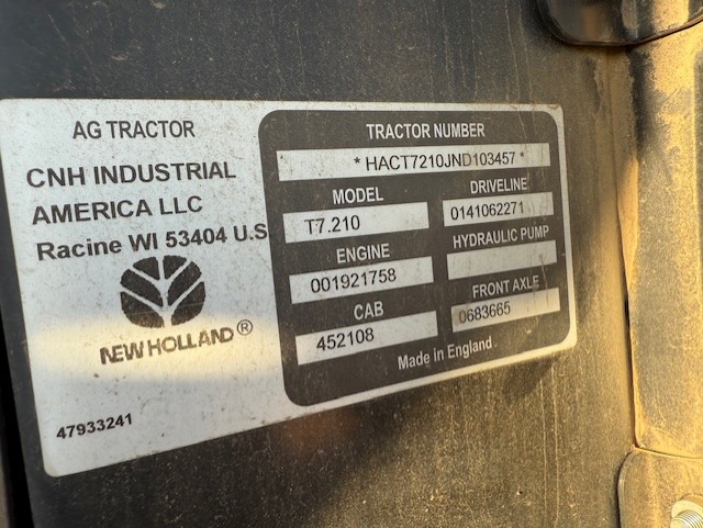 2022 New Holland T7.210 T4B Tractor