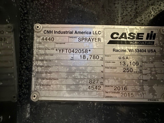 2016 Case IH Patriot 4440 Sprayer/High Clearance