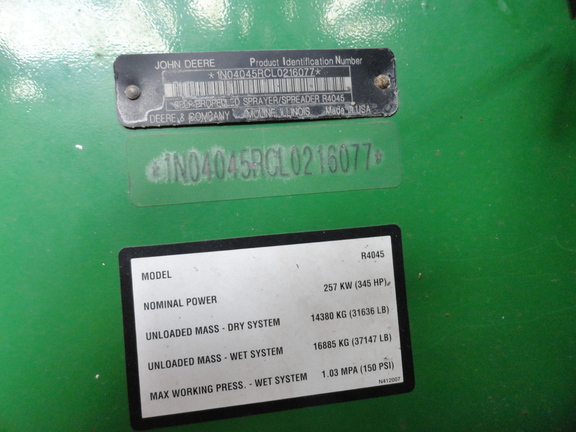 2021 John Deere R4045 Sprayer/High Clearance