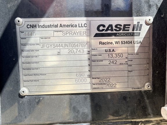 2022 Case IH Patriot 4440 Sprayer/High Clearance