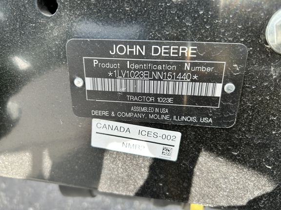 2022 John Deere 1023E Tractor Compact
