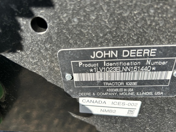 2022 John Deere 1023E Tractor Compact