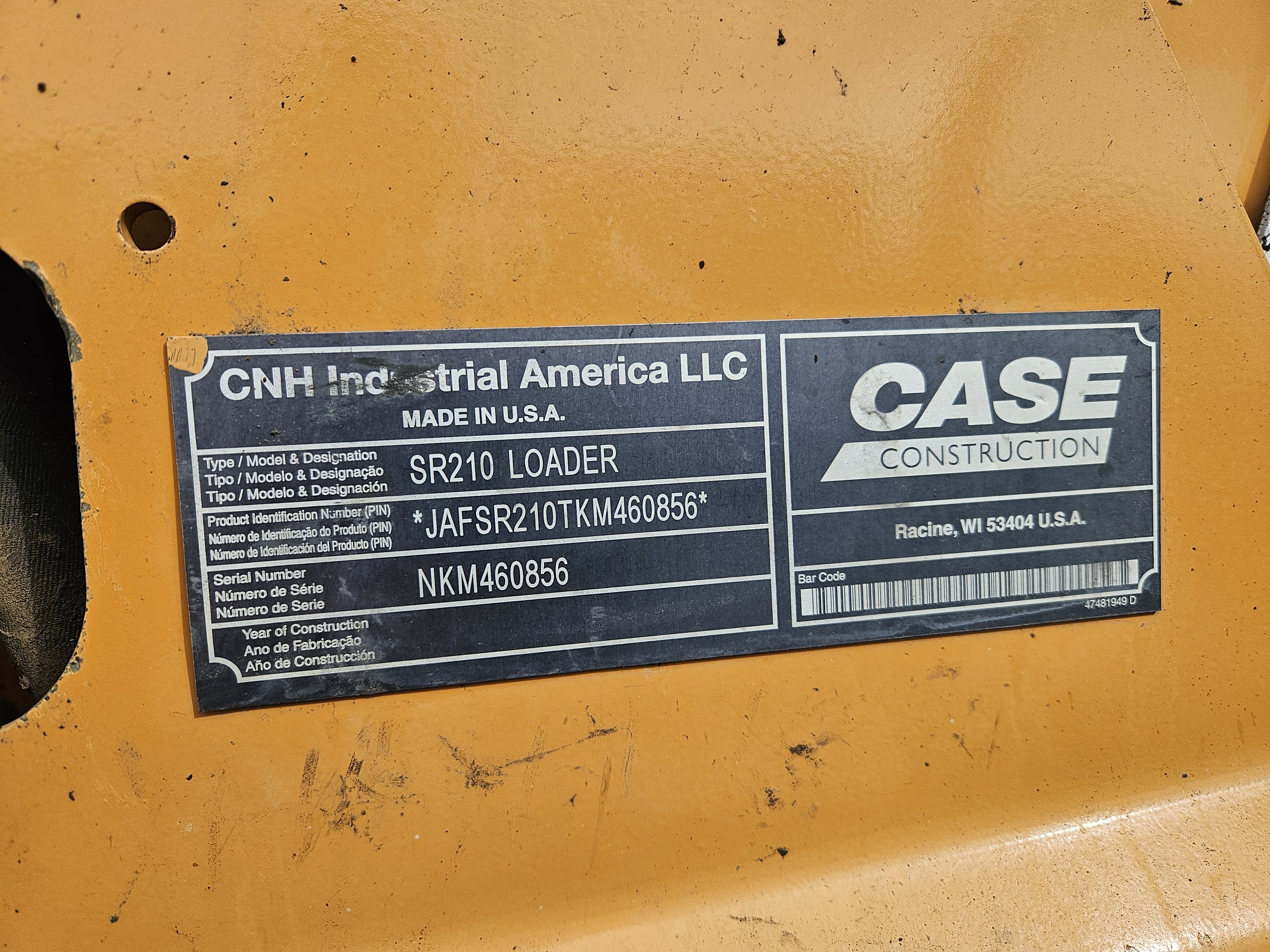 2019 Case SR210 Skid Steer Loader