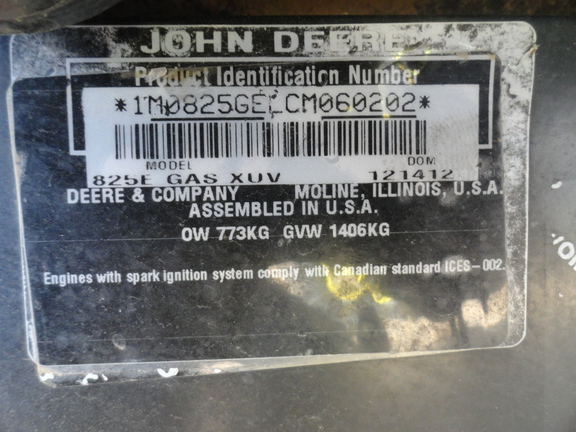 2012 John Deere XUV 825I GREEN ATV