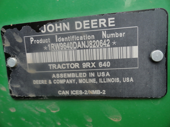 2022 John Deere 9RX 640 Tractor Rubber Track