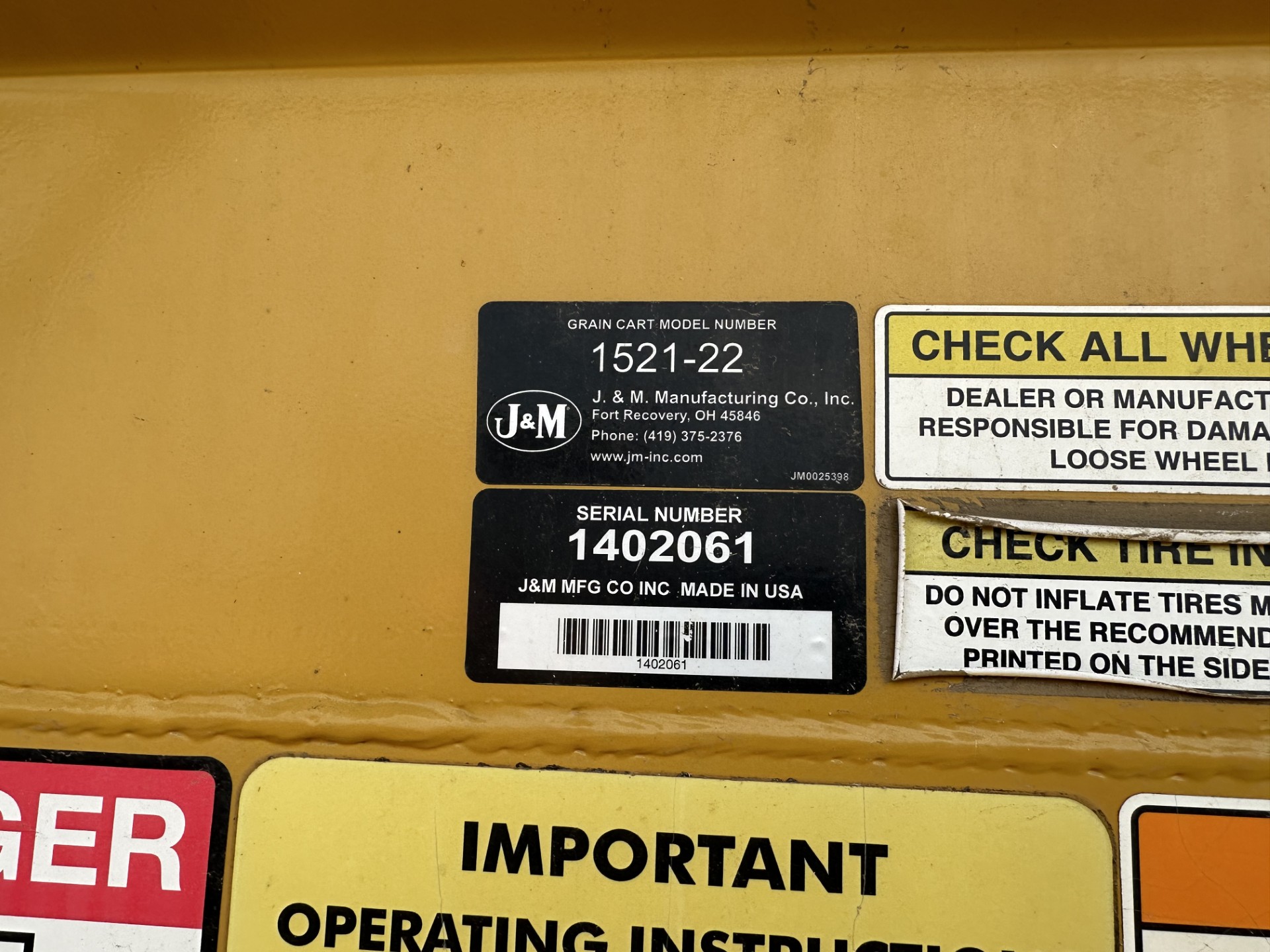 2014 J&M 1521-22 Grain Cart
