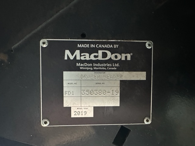 2019 MacDon FD135 Header Draper