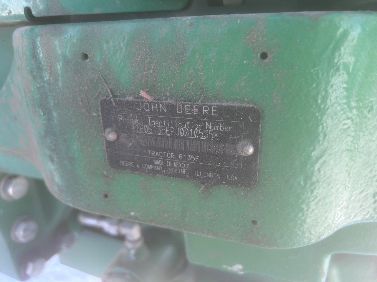 2018 John Deere 6135E Tractor